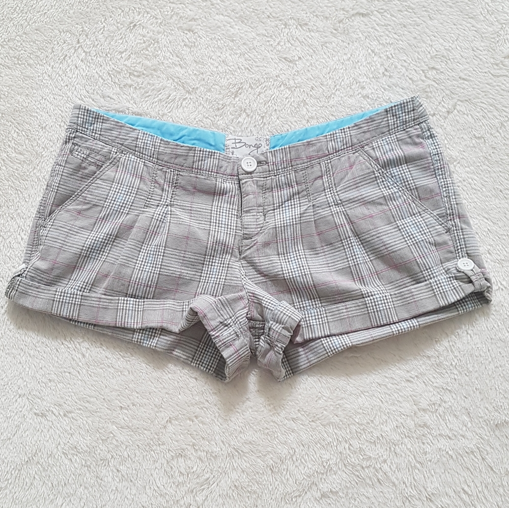 Bongo Y2K glen plaid shorts with rolled cuffs